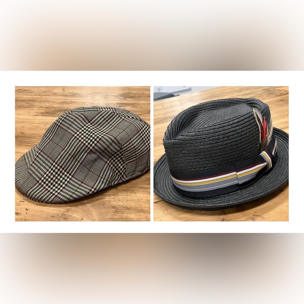 Stylish Black Fedora and Gray pub cap